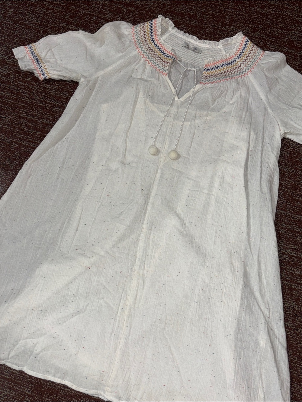 Madewell confetti mini‎ dress flowy shift style smocked collar colorful dress S